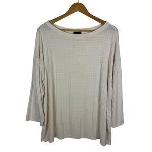 J Jill Wearever Collection‎ Tunic Top Sz XL Cream 3D Waffle Knit Long Sleeve